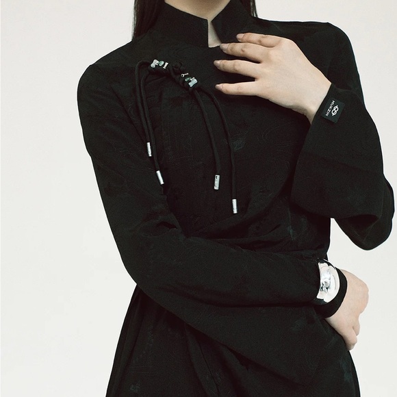 MUKZIN Linglong "Joyful Phoenix"  Chinese-Style Jacquard High-Slit  dress sz m - Picture 11 of 12